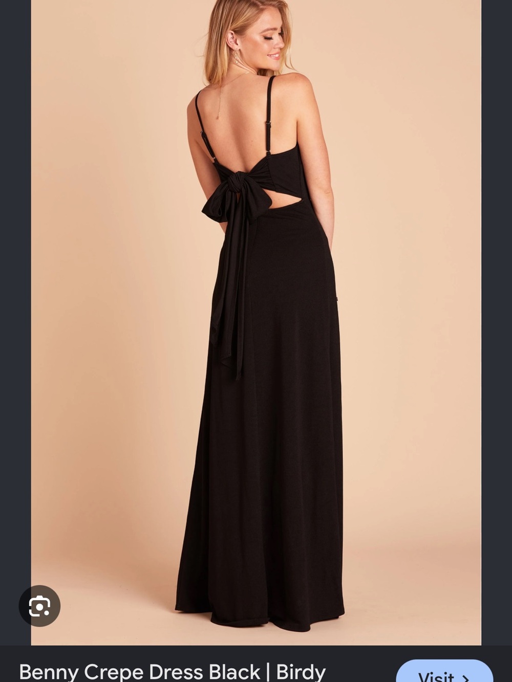 Birdy Grey Black Backless Crepe Maxi Dress with Back Tie